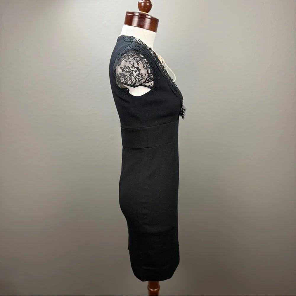 Valentino Italy NWT Black Lace Yoke Cocktail Sheath Dress Sz 6 LBD $1300 - Picture 4 of 13